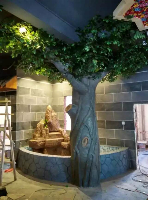 紅興隆室內(nèi)假山假樹水景制作 (1)